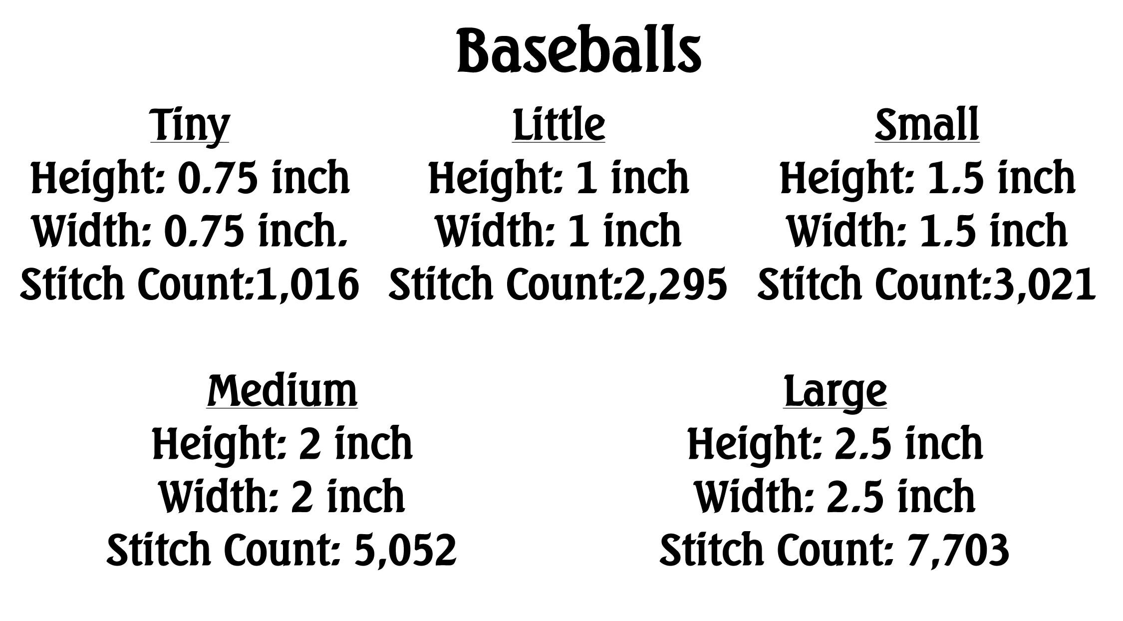 Embroidery Design, Mini Baseballs, 5 Sizes, Filled Stitch Design ...