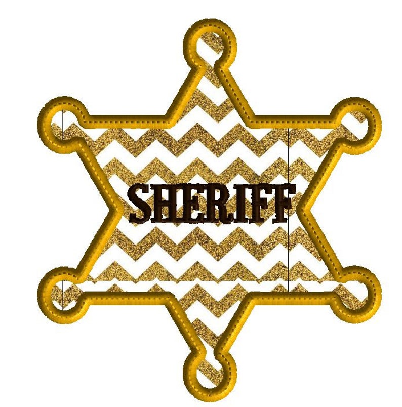 Sheriff Badge Applique Machine Embroidery Design 15 Sizes 4 Etsy