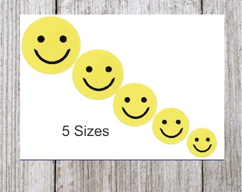 Happy Face Embroidery Design, Mini Filled Stitch Designs, 5 sizes, All Designs fit into a 4 x 4 inch hoop, smiley,