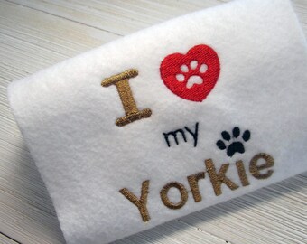 Yorkie Embroidery Design, I Love My Yorkie, digital download