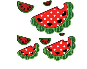 Watermelon embroidery design, filled stitch and  Applique Design, digital download
