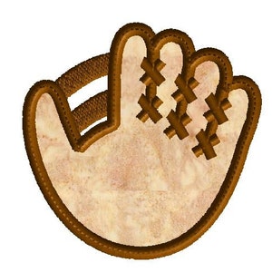 Baseball Mitt Applique, Embroidery Design in 7 sizes, Fits 4 x 4 inch, 5 x 7 inch and 6 x 10 inch hoops, sports design, baseball glove