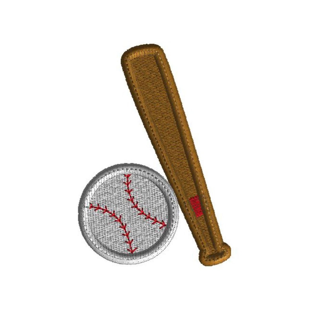 Embroidery Design, Baseball and Bat Embroidery Design, 3 Sizes, Filled