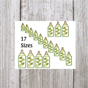 Baby bottle embroidery design,  applique, 17 size baby bottle embroidery design, nursery embroidery design,machine embroidery designs