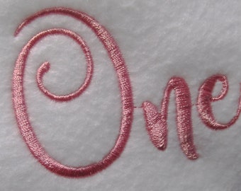 Word One embroidery design, wordart one, 1st birthday one, script embroidery design, wordart embroidery design, number one embroidery design