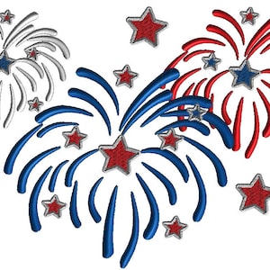 Fireworks embroidery design, filled stitch design in 3 sizes plus extra large size combined designs, patriotic  design, 4th of July,
