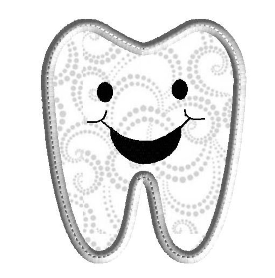 Tooth Applique, Machine Embroidery Design, 11 Sizes, Child Design