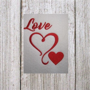 Hearts and Love Machine embroidery design, Valentine&#39;s Day embroidery, Filled stitch design, 5 sizes