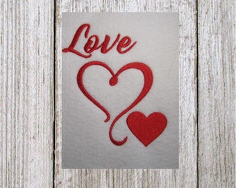 Hearts and Love embroidery design, Valentine's Day embroidery, Filled stitch design, 5 sizes