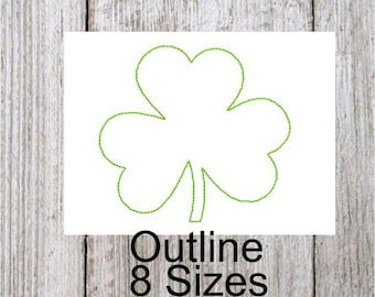 Shamrock Outline Embroidery Design, 8 Sizes, Quilt Embroidery Design, Quilting, triple run