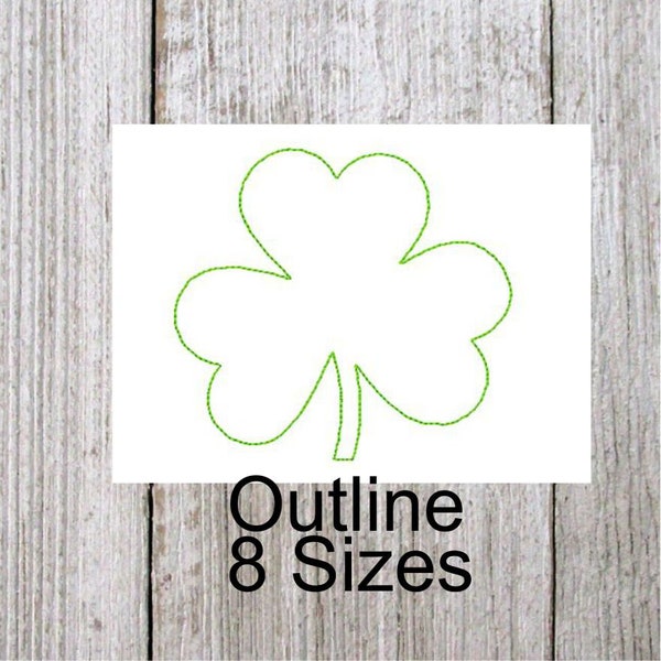Shamrock Outline Embroidery Design, 8 Sizes, Quilt Embroidery Design, Quilting, triple run
