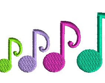 ミニ8分音符、音符機械刺繍デザイン、すべてのデザインは4 x 4インチのフープに収まります、音符のシルエット、塗りつぶしステッチ