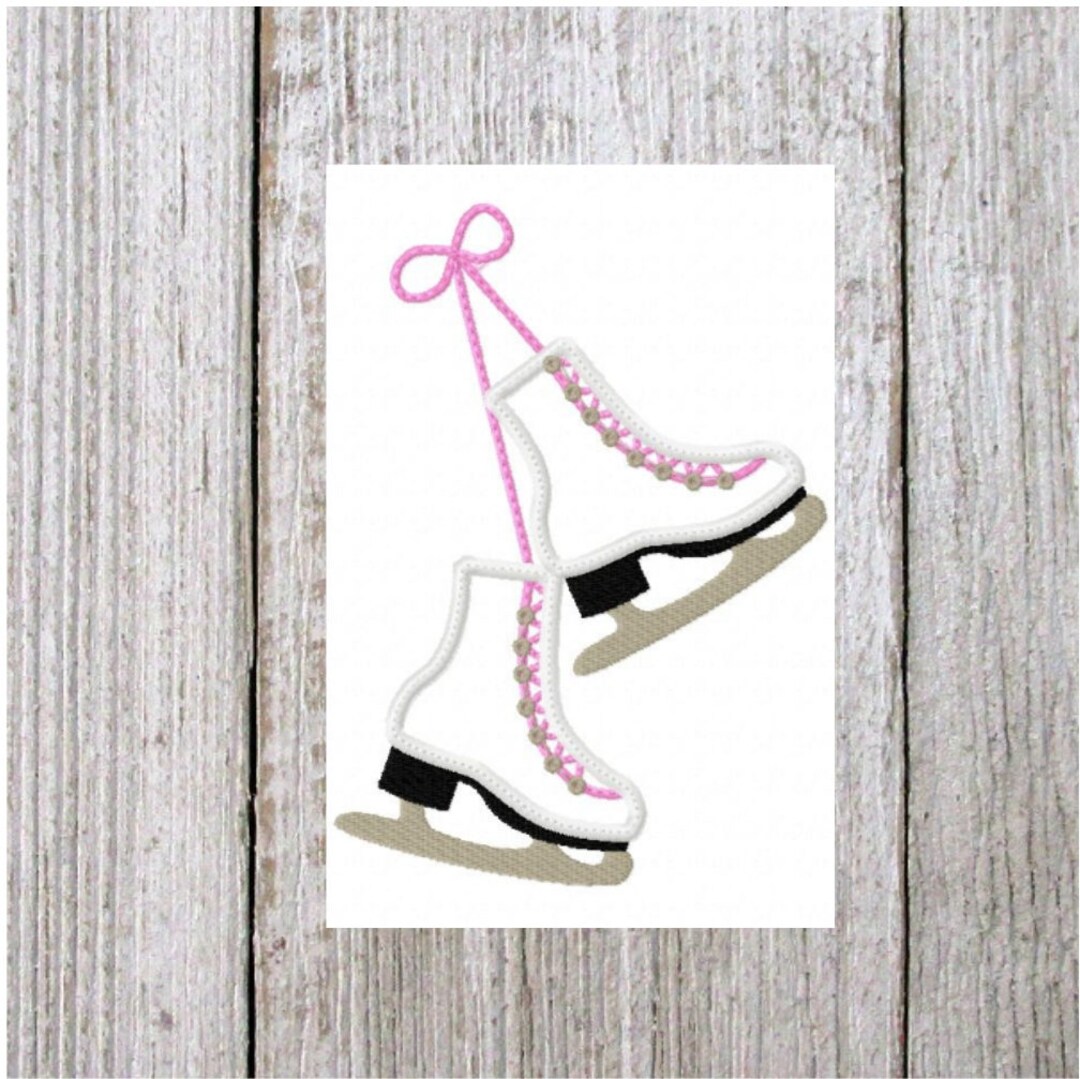 Ice Skates Embroidery Design Applique 2 Sizes Machine Etsy