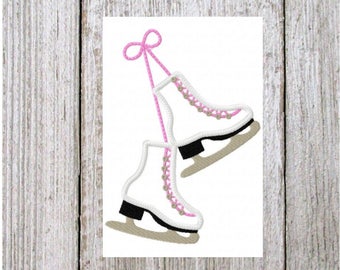 Ice Skates embroidery design,  applique, 2 sizes, machine embroidery design, digital download winter sports design, winter applique