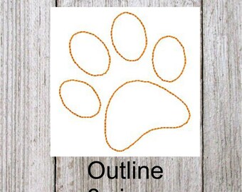 Paw Print Outline, Paw print embroidery design, Quilting embroidery design, 8 sizes, light stitchiing