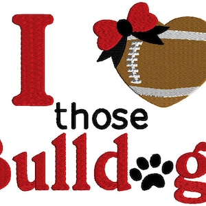 I love those Bulldogs embroidery designs,   3 sizes, machine embroidery,  football embroidery, sports embroidery, team sports football