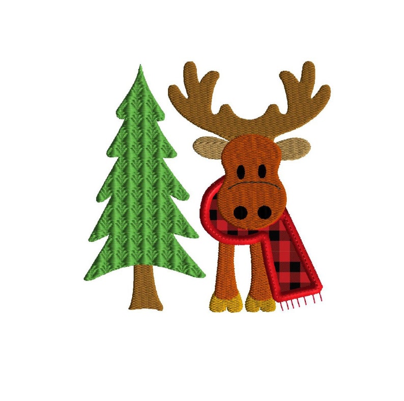 Вышивка Лось. Twoo Moose Design. Лось в шарфе (2).