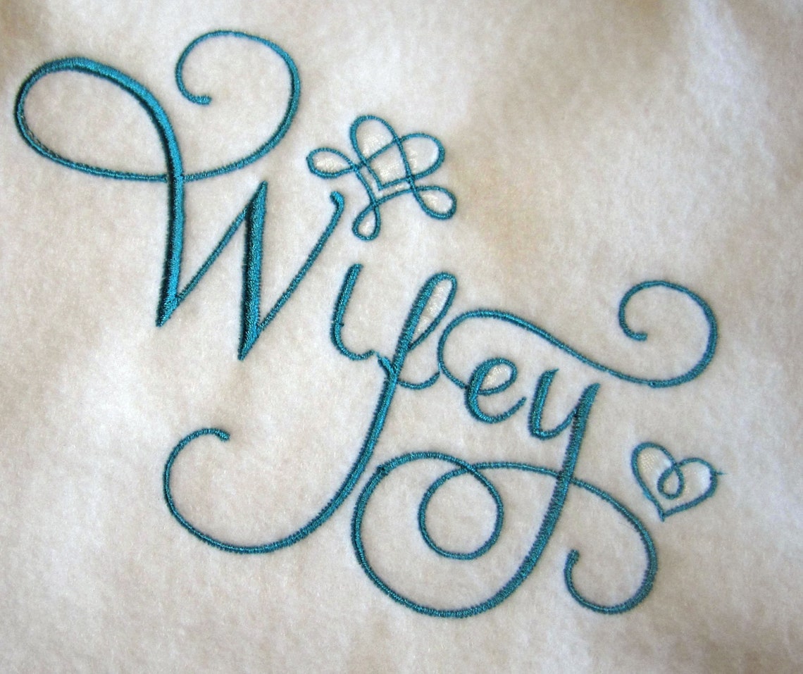 Wifey Calligraphy Embroidery Design Filled Stitch Wordart | Etsy