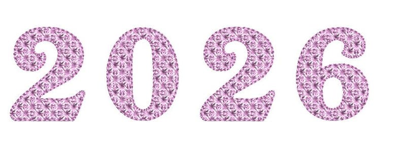 May include: The number 2026 in a light purple floral pattern against a white background. The numbers are stylized with a decorative design, creating a visually appealing and festive appearance. The image is suitable for various design projects.
