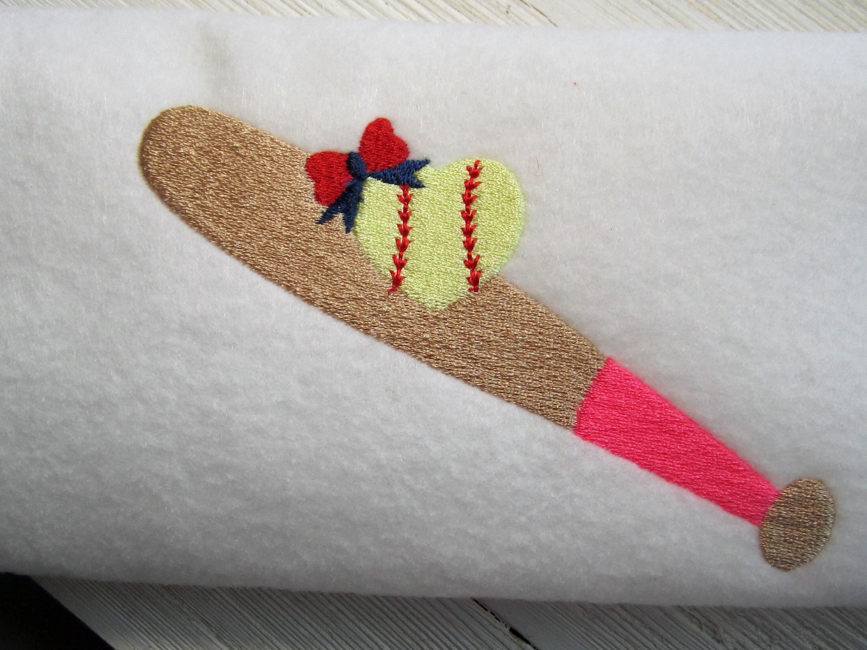 Baseball Bat With Softball Heart Filled Stitch Design 7 Etsy