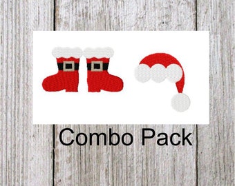 Santa Hat and Boots Embroidery Designs, Filled Stitch, Hat in 10 Sizes, Boots in 7 Sizes, digital down load
