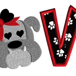 Bulldog Love Embroidery Applique, digital download image 4