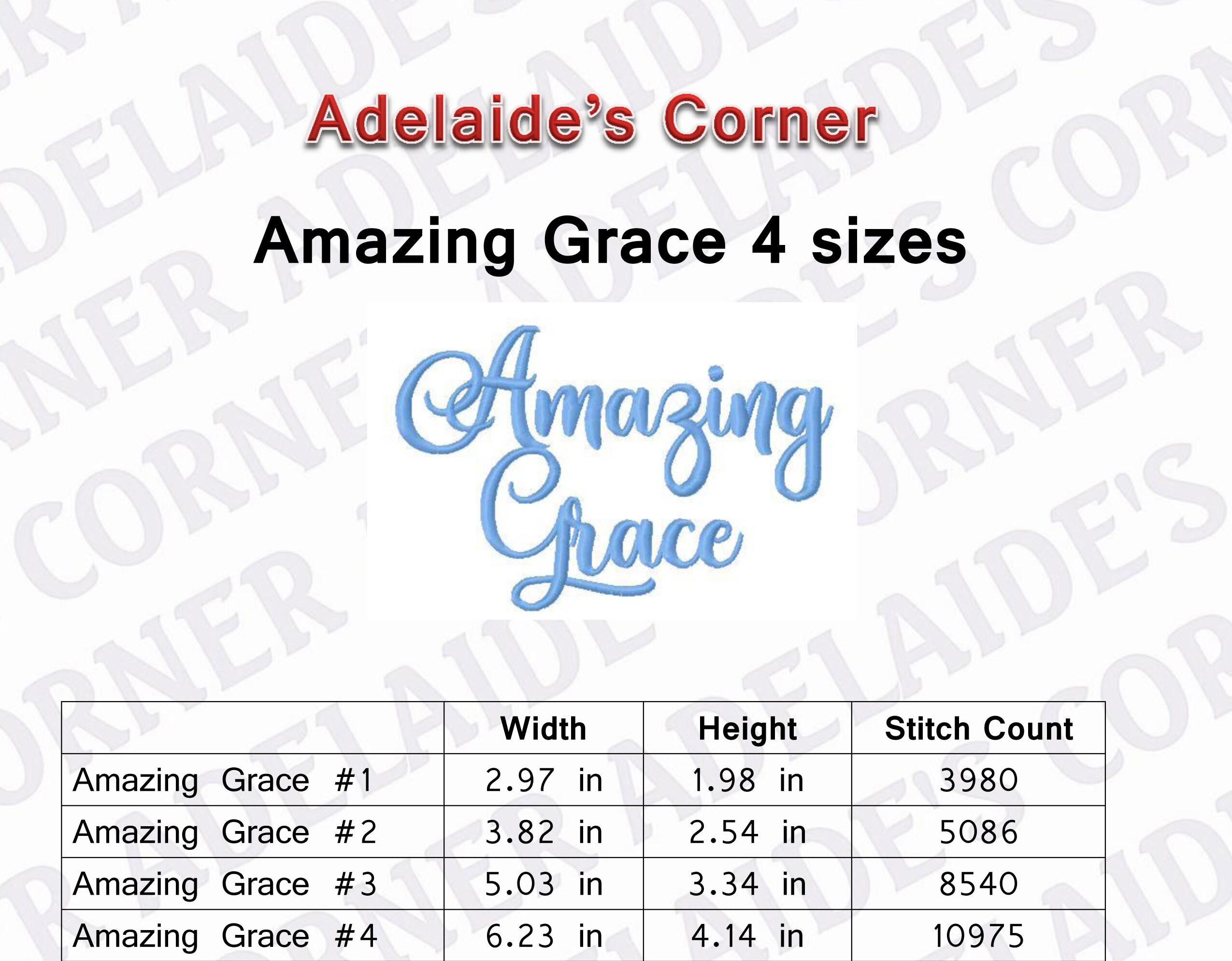 Amazing Grace, Script Machine Embroidery Design, Religion, Christian ...