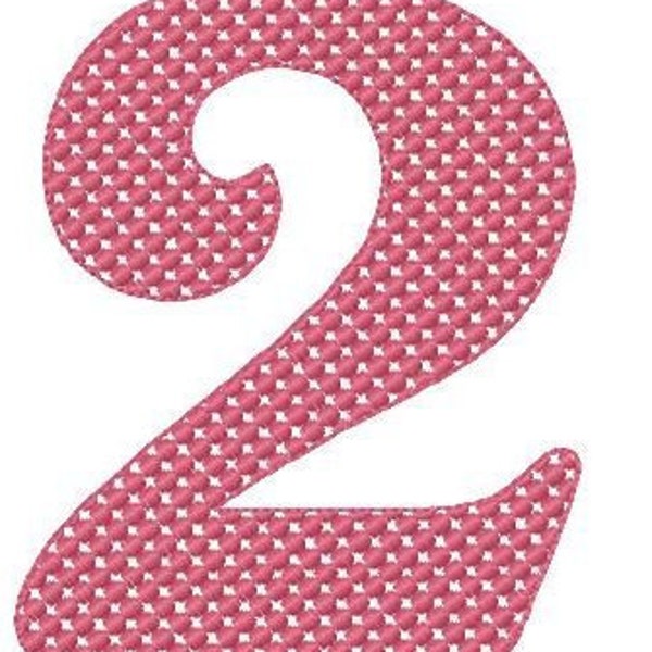 Number 2 Motif Embroidery Design, 4 sizes, Number Two Motif, Filled stitch design, second birthday embroidery, second anniversary