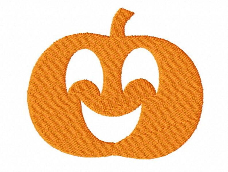 Smiling Pumpkin embroidery design, 10 sizes, Jack O Lantern embroidery, filled stitch, Halloween embroidery, fall, autumn Pumpkin embroidery image 1