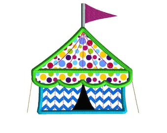 Machine Embroidery design, Circus tent applique, machine embroidery design, 3 sizes, design for child, birthday , seal design is separate