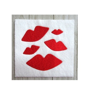 Lips embroidery design,  mini machine embroidery design,  filled stitch design in 5 sizes, Valentine's Day Idea, kiss, love embroidery
