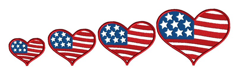 Embroidery design, Patriotic heart applique, 4 size applique, 4th of July, Memorial Day embroidery, machine embroidery design, no fonts image 4