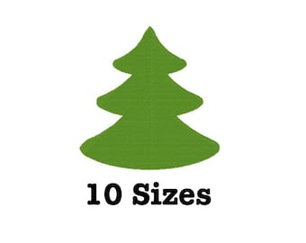 Tree Embroidery Design, Mini filled stitch 10 sizes, Christmas Tree Silhouette, Evergreen design, Christmas Tree Embroidery Design
