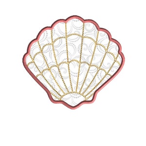 Seashell embroidery design,  applique,  machine embroidery design, 3 sizes, ocean, summer, vacation