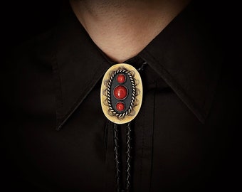 CUSTOM Red Jasper Bolo Ties [Silver Gold Copper Black Brown Leather Western Neck bow tie Men Women Red Stone Agate Wedding Groomsmen Bola]