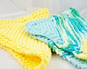 Sunny Days of Happiness, Knitted Cotton Dishcloths, Set of 2, Housewares, Washcloths, Dishcloths, Kitchen Decor. Machine Wash and Dry
