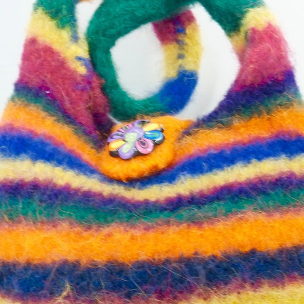 Hand Knitted, Chic, Boho Teen Fun, Wool Felted Unlined Handbag,  Accessories, One of A Kind