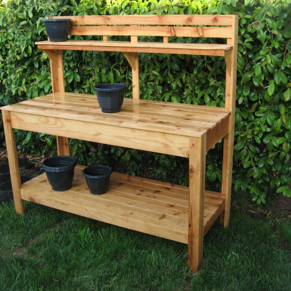 Cedar potting bench