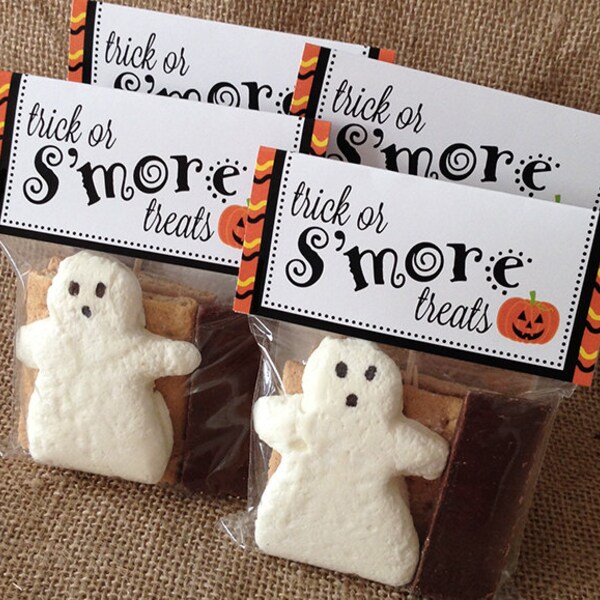 Halloween Smores Bag Topper, PRINTABLE, Ghost Smores, 2 Size Toppers, Instant Download, DIY Printable