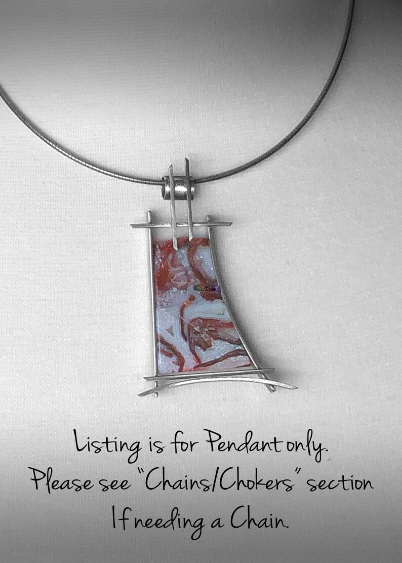 one of a kind contemporary stone /& glass pendant only RARE Jessite agate married with fused dichroic glass oxidized sterling silver