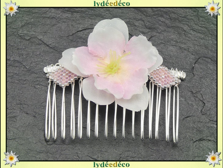 Vintage Hair Comb Wedding Weaving Pearl Rose Gold Japan Sakura