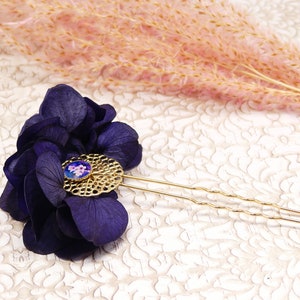Golden brass hairpin resin pearl cherry blossom hydrangea for women japan sakura handmade