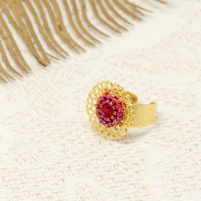 Gift Box 2 or 3 Creole Creations Grigri Red Rose Gold Ring for Women Pearl Resin Resin Graphic