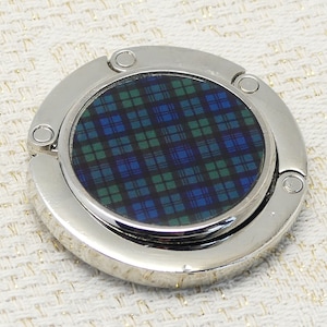 Taschenaufhänger aus Metall und Harz, Tartan-Karomuster, schottischer Stoff, Tartan-Rot oder Schwarz, für Damenuhr Outlander im Retro-Stil, handgefertigt