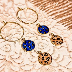 Stainless steel & resin hoop earrings box, minimalist women&#39;s jewelry, leopard pattern, 1 or 2 interchangeable pairs