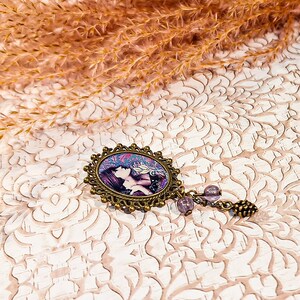 Broche résine laiton bronze perles pour femme fait main pièce rare motif au choix image 3