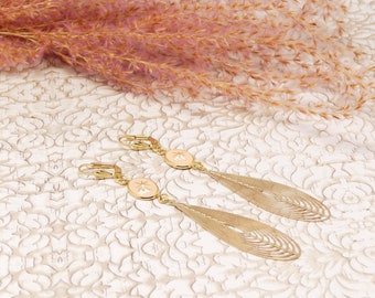 Champagne rose gold brass drop earrings for women
