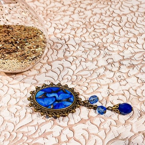 Broche résine laiton bronze perles pour femme fait main pièce rare motif au choix image 2