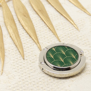 Handtaschenhalter aus Harz und Metall, Fächer, Art-Deco-Baum, Ginkgo-Wellen, Seigaiha, Kirschblüte, Sakura, für Damen, handgefertigt aus Japan