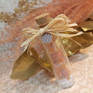 Vial vrolijk kerstfeest decoratie fles glas bericht ster hars hulst pampa's parel fan art deco handgemaakt